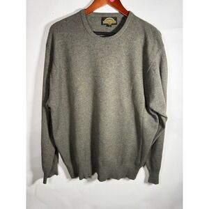 Mens 48 Luxury Scottish Cashmere Crewneck Sweater Classic Fit Earth Tone